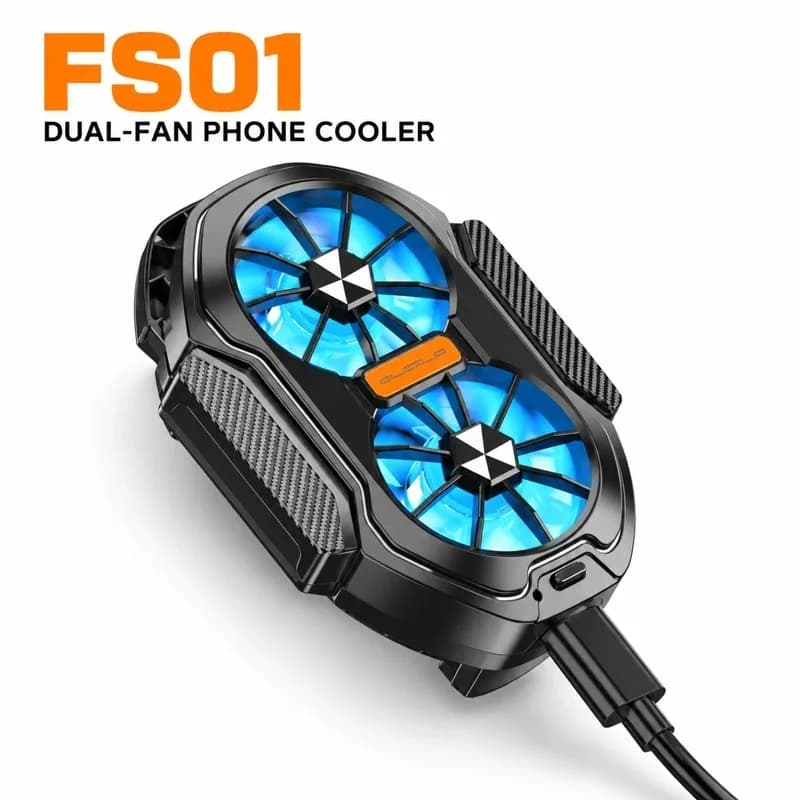 مبرد هاتف محمول FS01 مزدوج المروحة ببطاريتين 600 mAh – مثالي للاعبين المتنقلين