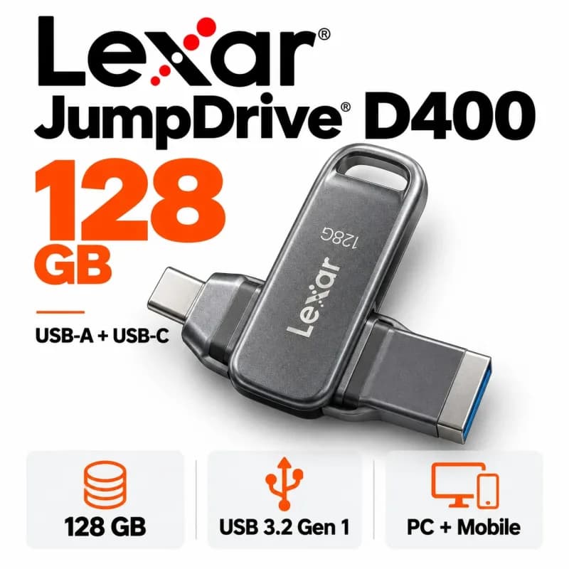 Clé USB Lexar JumpDrive D400 128 Go – USB-A & USB-C